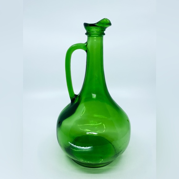 Vintage Thatcher Emerald Green Glass Jug Pitcher Decanter Vase • 11.5” Tall - Picture 5 of 10
